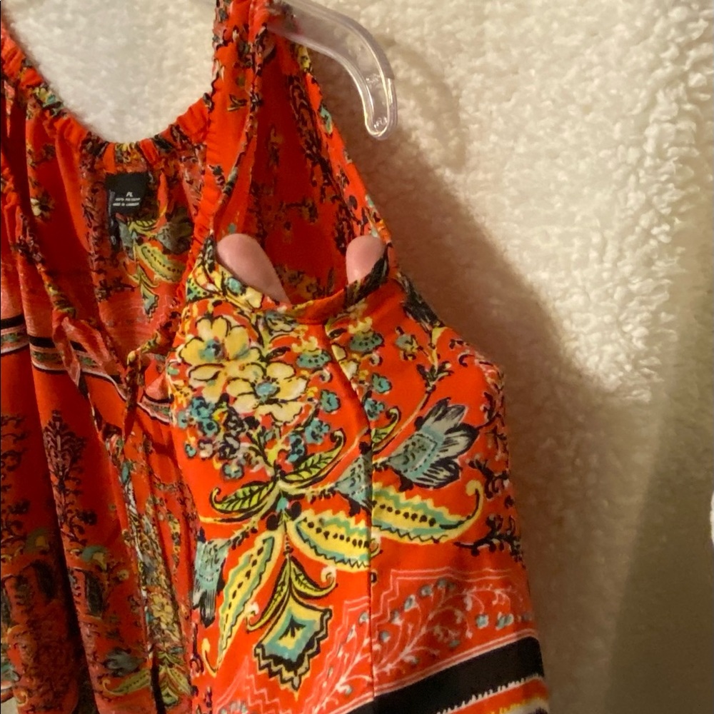 Shoulder Peep Multi Colored Lightweight Blouse - image 3